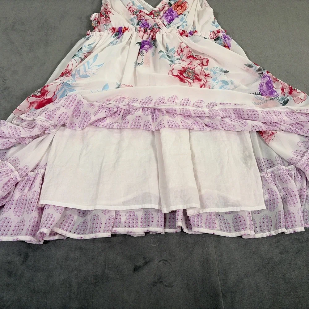 Free People Mini Dress Free Swinging Floral Sheer Boho Light Pink Small Charity - Picture 3 of 9
